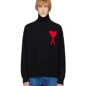 BRAND NEW AMI PARIS TURTLENECK - BLACK AMI de Cœur TURTLENECK - NEVER WORN